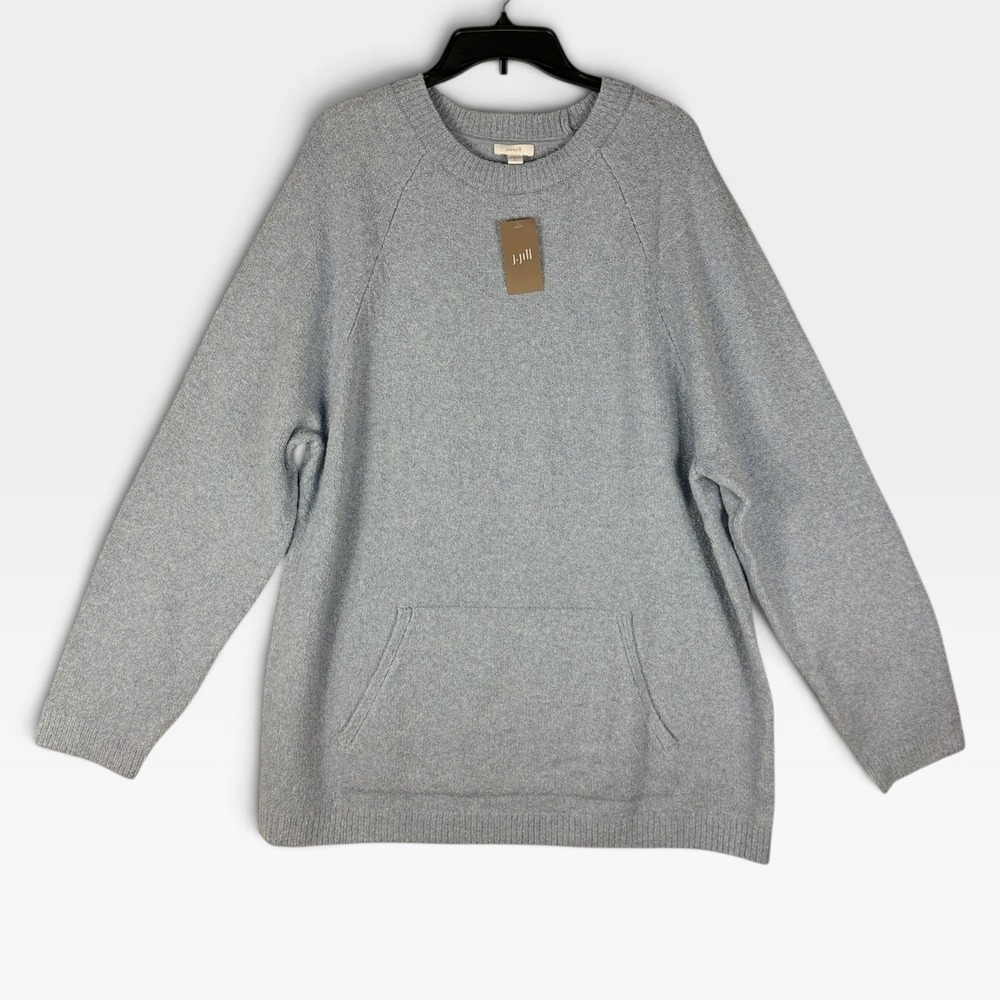 J. Jill Pure Jill Pullover Sweater LT Tall Moonstone Blue Kangaroo Pocket NEW